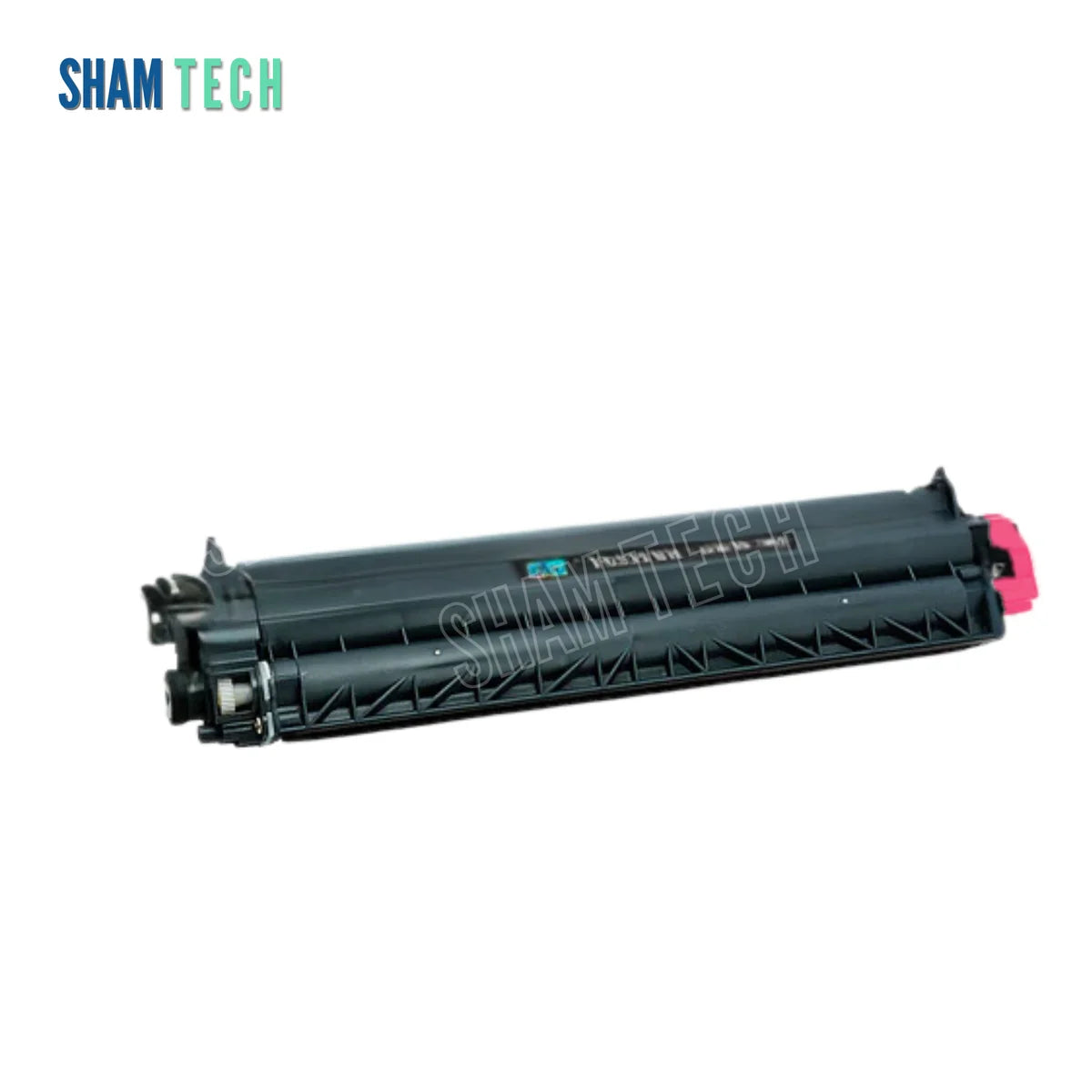 A black Brother TN-273 laser toner cartridge is displayed horizontally without its box against a plain white background, featuring a molded plastic housing with gears and structural ridges. The "SHAM TECH" logo appears in the top-left corner, and a large translucent "SHAM TECH" watermark is overlaid diagonally across the center of the image.