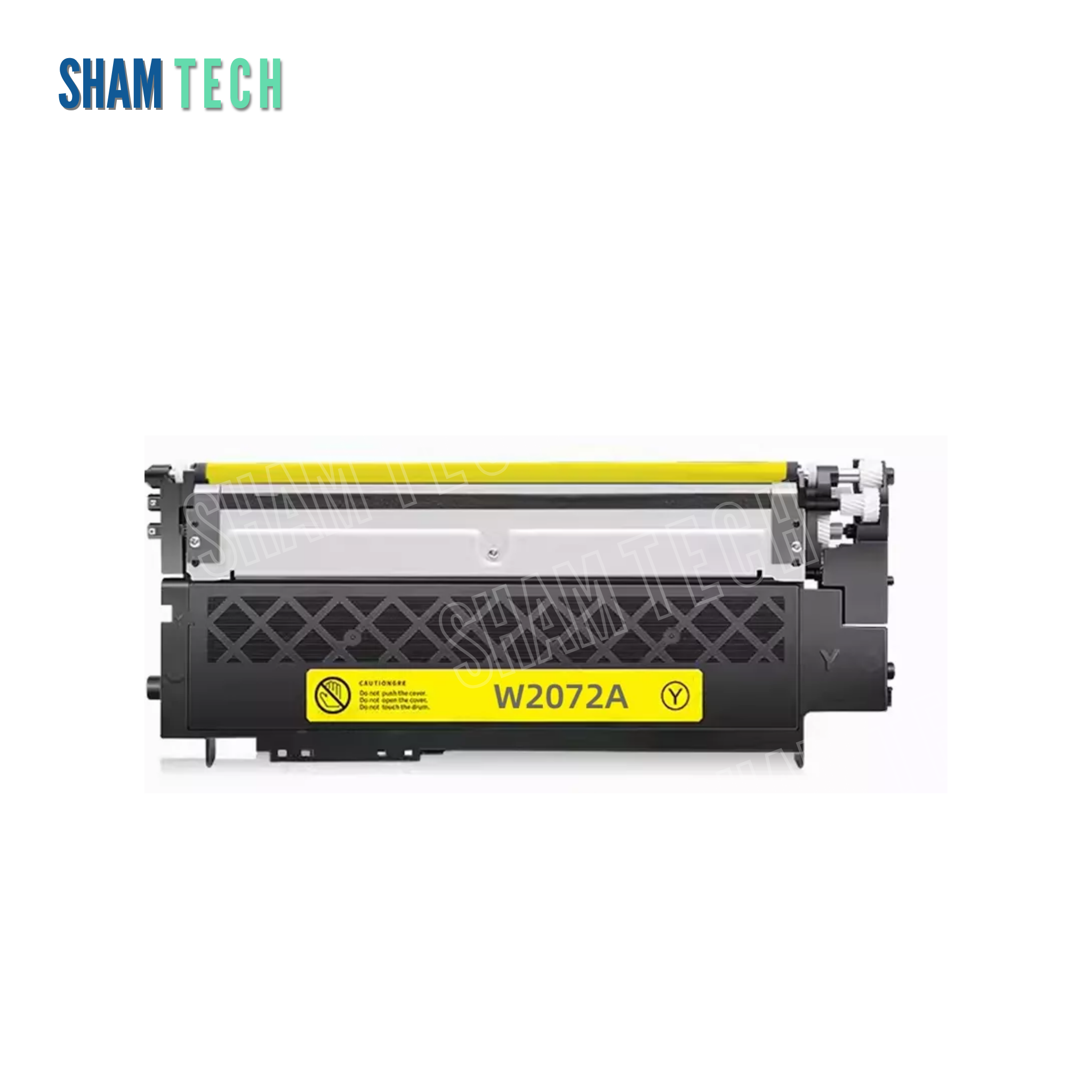 An image of HP 117A Yellow toner cartridge, model number (W2072A), On a white background.