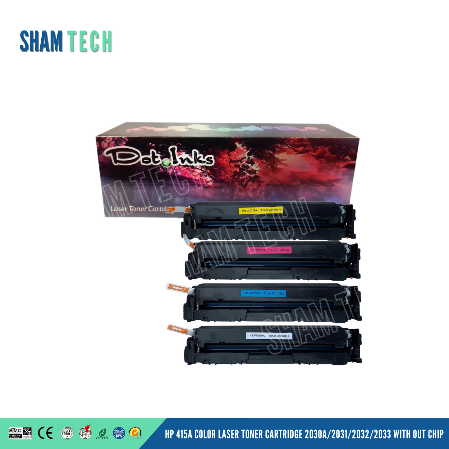 محبرة  ليزرية  ملونة HP 415A 2030A/2031/2032/2033 بدون شريحة
